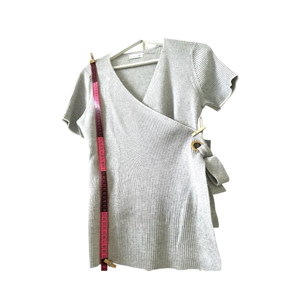 Gray Ribbed Wrap Dress - Picture 3 of 3